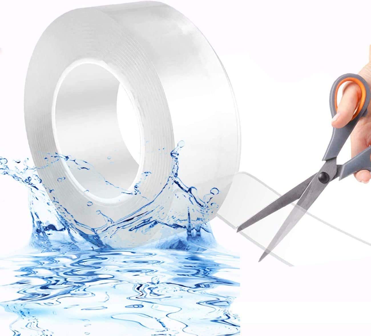 MSDADA 3M Double Sided Sticky Tape, Adhesive No Damage Transparent Wall Tape, Traceless Strong Gel Tape for Walls, Cable, Carpet, Photos, Kitchen Rug Fixing