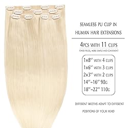 SURNEL Seamless Clip-in Human Hair Extensions - 18