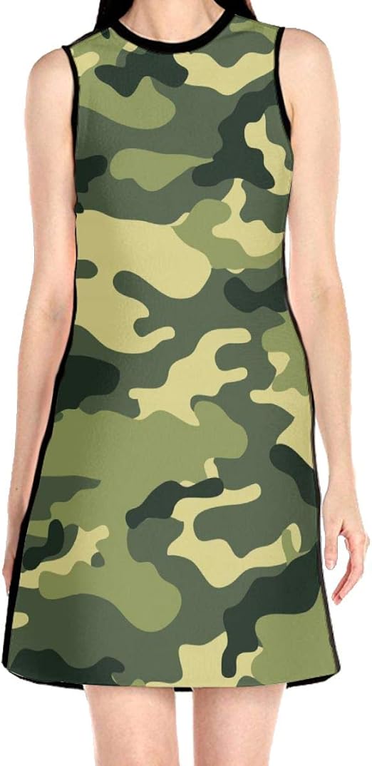 Women's Sleeveless Dress Military Camo Woodland Camoflage Fashion