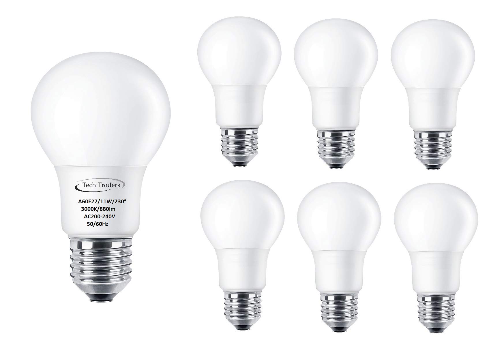 Tech Traders A60E27-TP013-11W80C-230 LED Bulbs, Plastic, 11 W