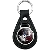 GRAPHICS & MORE Black Leather Virgo Maiden Zodiac Sign Horoscope in Space Keychain