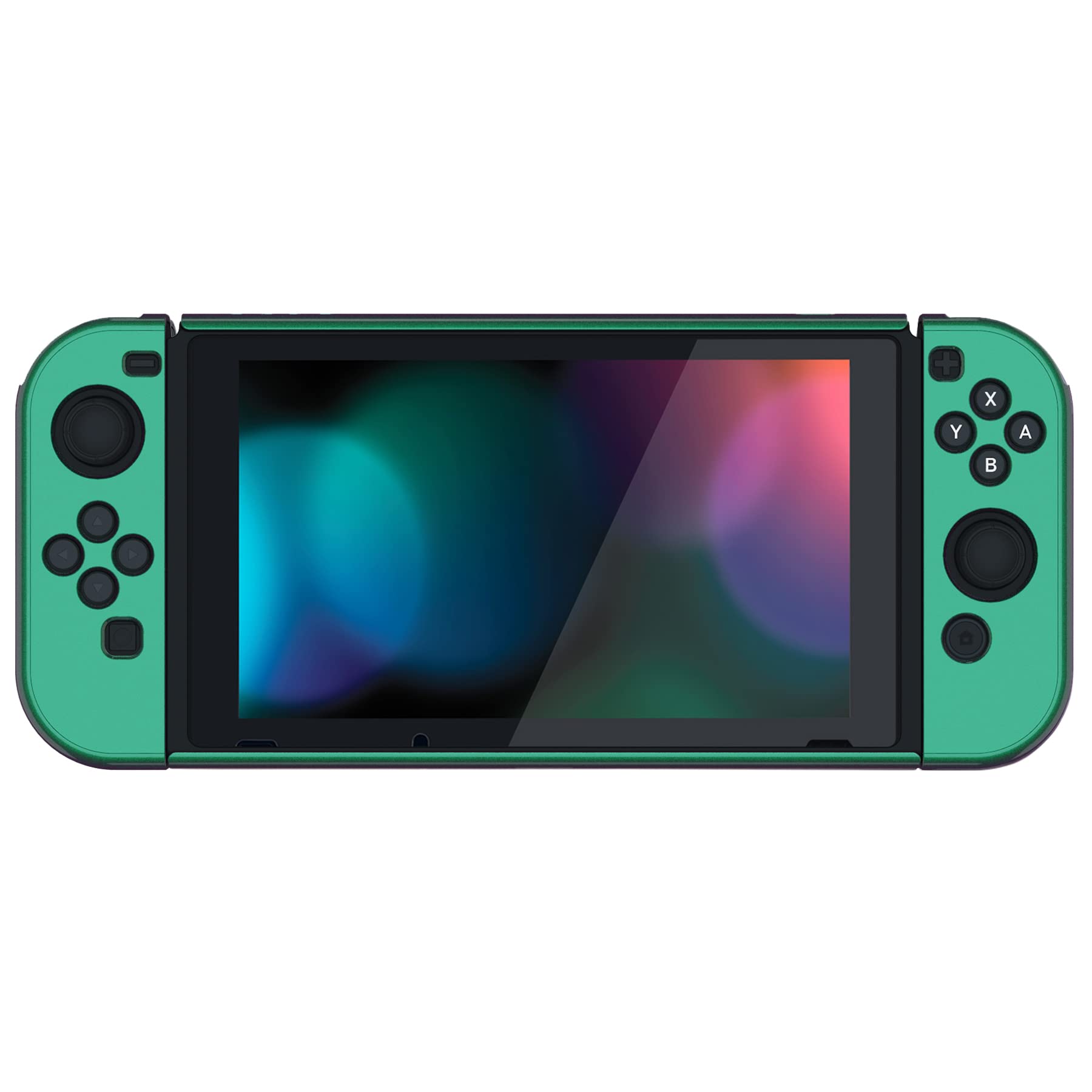 playvital UPGRADED Glossy Dockable Case Grip Cover for Nintendo Switch, Ergonomic Protective Case for Nintendo Switch, Separable Protector Hard Shell for Joycon - Chameleon Green Purple