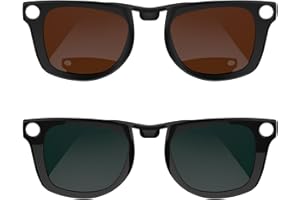 RCstyle HiBloks 2Pcs Polarized Clip-on Compatible with Ray-Ban Meta Wayfarer & Gen 2 (RW4006/RW4012 Regular), Discoloration Clip for RayBan Meta Gen 2 Accessories (Brown, Dark Green)