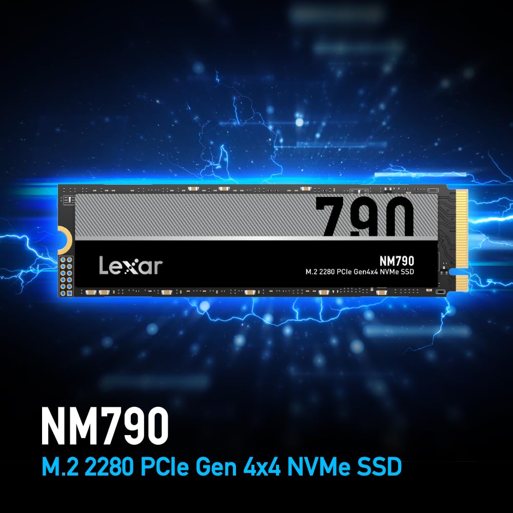 Lexar 8TB NM790 SSD PCIe Gen4 NVMe M.2 2280 Internal Solid State Drive, Up to 7000/6200 MB/s Read/Write, Compatible with PS5, for Gamers and Creators, Black (LNM790X008T-RNNNU)