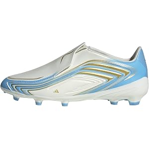adidas Boys F50 Messi League Laceless Firm Ground Sneakers Shoes - Blue, White