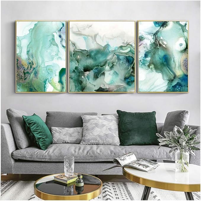 Mint Green Marble Wall Art Pictures Canvas Painting Gallery Posters and