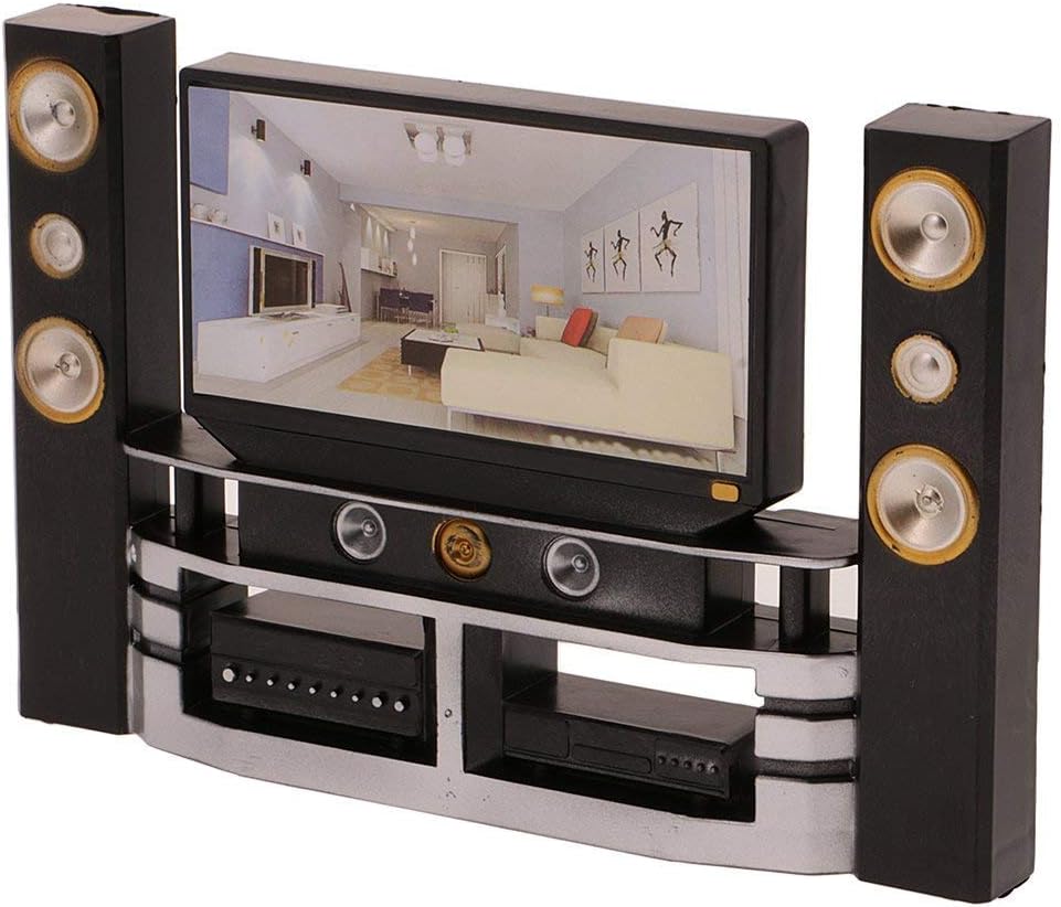 Dollhouse Furniture Hi-Fi TV Cabinet Combo Set for 1/6 Blythe Dolls