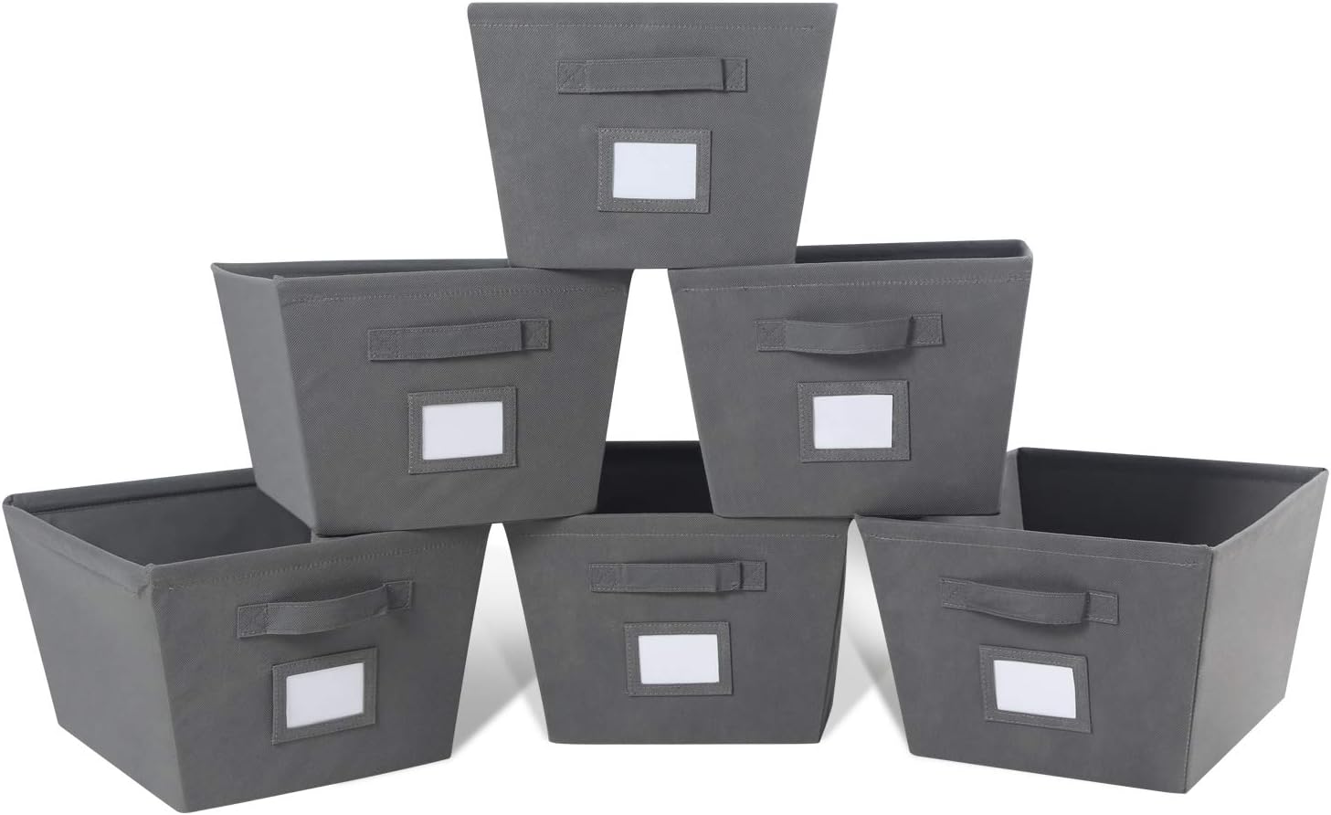 Fabric Cloth Storage Bins,Foldable Storage Cubes Organizer Baskets with Dual Handles for Home Bedroom Storage,Set of 6(Grey)