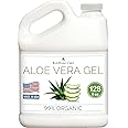 KinRose Care Aloe Vera Gel Organic Gallon for Face, Skin, Hair & Sunburn Relief 100 Percent Pure Aloe Vera Gel Bulk Wholesale - Cold Pressed, Vegan, Unscented - Made in USA (128 Fl Oz)