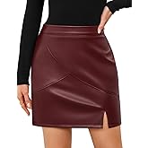 SEAFORM Women's Faux Leather Mini Skirt Side Slit Tummy Control Bodycon High Waist Pencil Skirts Sexy Hip Wrap Short Skirt