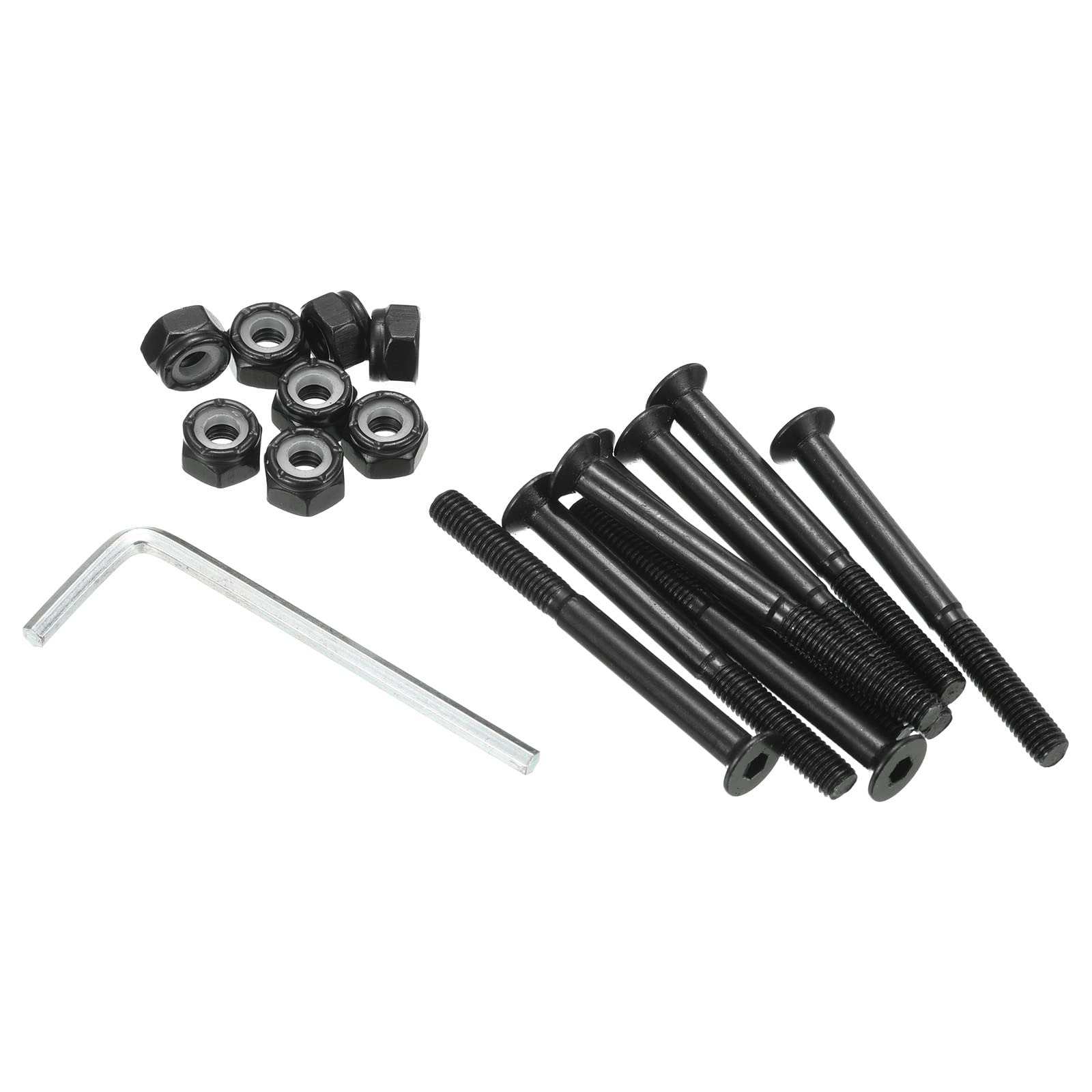 PATIKIL Skateboard Hardware Kit, 2.1" Mounting Screws Hex Head Bolts Nuts Set with Spanner for Longboard Cruiser, Black