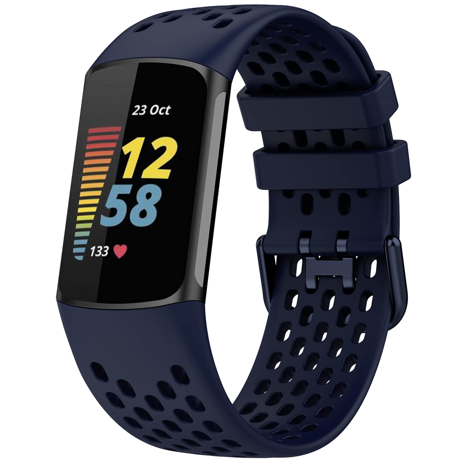 TopPerfekt Sport Straps Compatible with Fitbit Charge 6 Strap, Adjustable Breathable Soft Silicone Sport Replacement Watch Band Straps Wristbands Bracelet for Charge 5 Activity Tracker Women Men