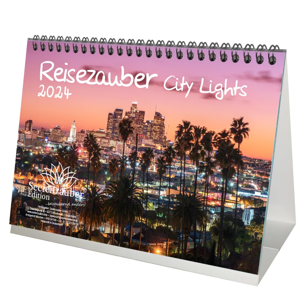 City Lights DIN A5 Desk Calendar for 2024 Holidays Travel City Cities Seelenzauber