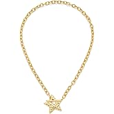 MUYAN Hammered Star Pendant Necklaces for Women Men Vintage Chunky Chain Necklace Trendy Jewelry