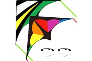 Flying Hoofer Large Beach Delta Kite for Adults and Kids Ages 4-8 & 8-12, Extremely Easy to Fly for Beginners(60X30''), Single Line Kite,Comes with 300 FT String Kite Handle.(Rainbow+Blackgreen)