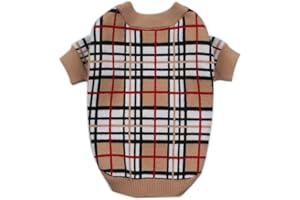 Everything Chic Designer Dog Clothes Sweater Shirt Outfit Small XS Teacup Cute Dogs Puppies French Bulldog Dachshund Chihuahua Cats Maltese Boy Girl (Medium, FurberryPlaid)