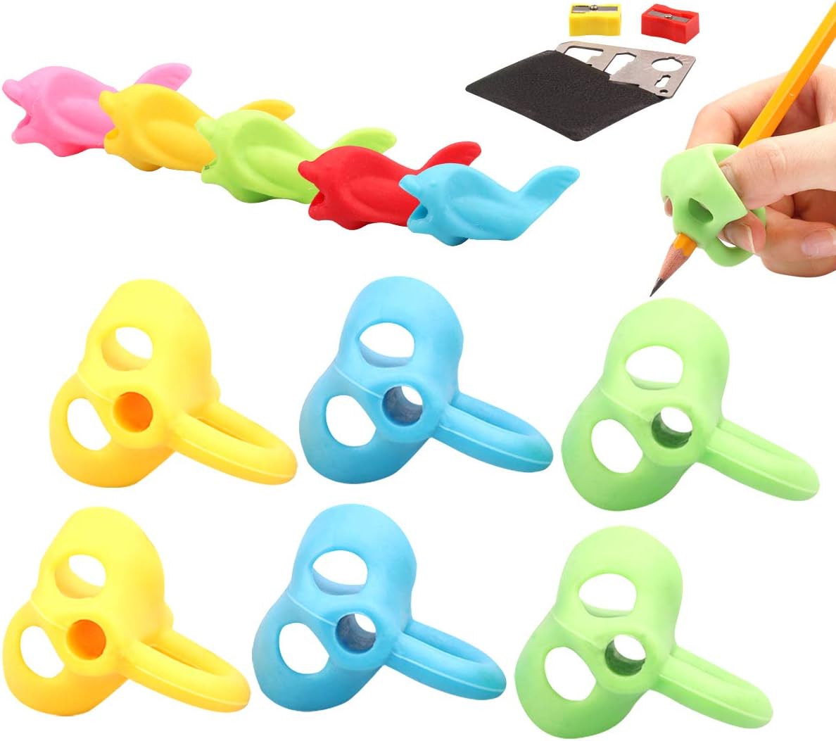 Pencil Grips，Pencil Holder Pen Writing Aid Grip,Holder Writing Aid Grip Posture Correction Training Learning Tool Finger Grip for Adult Children Kindergarten Toddler Kids