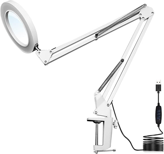LED Magnifying Lamp,Adjustable 5X Magnifier Desk Lamp with 3 Colors 4.