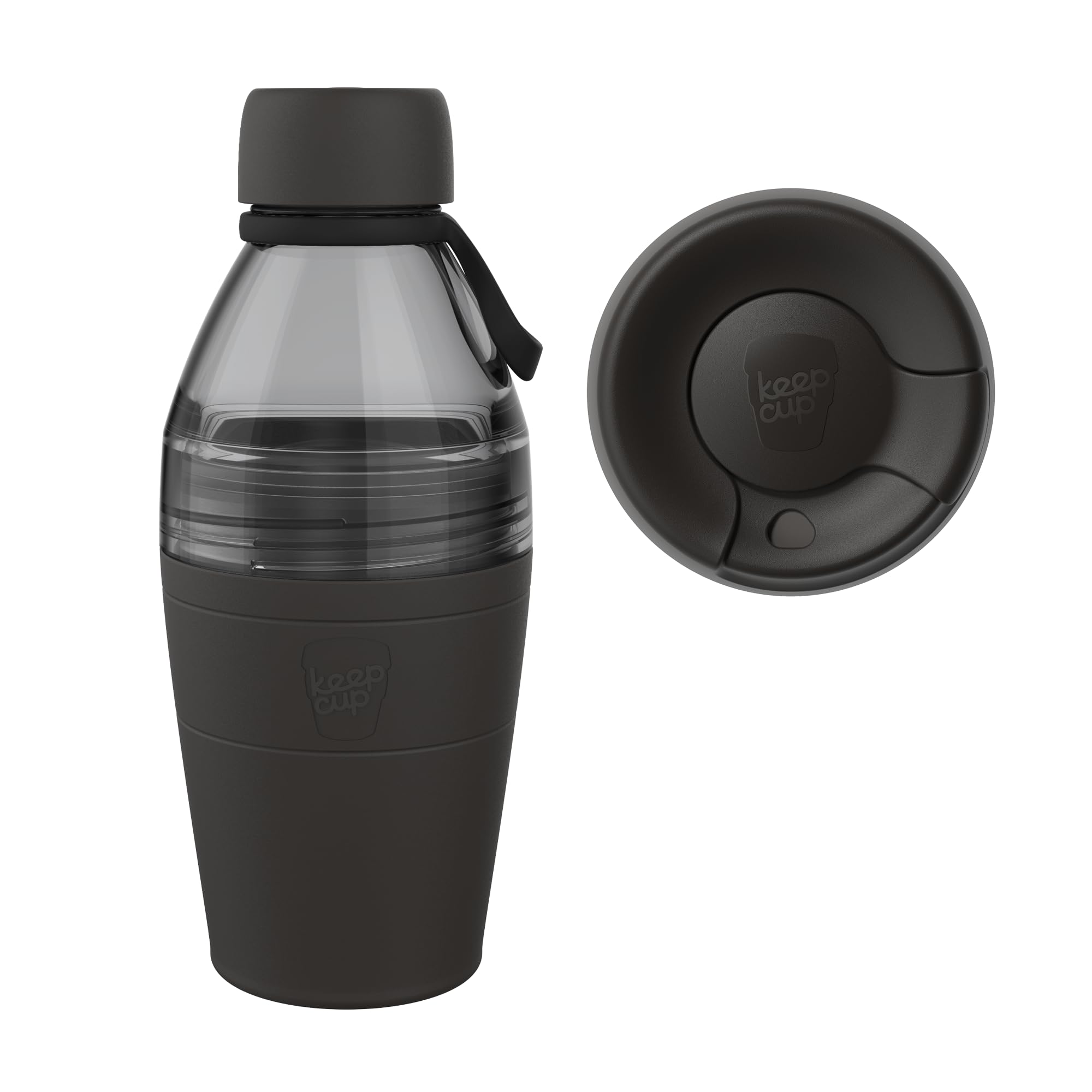 KeepCup Cup-to-Bottle Kit, 2 in 1 Reusable Water Bottle and Travel Mug, Insulated Stainless Steel & Plastic Dual Opening with Leakproof Sipper Lid - 12oz to 530ml - Black — image 1