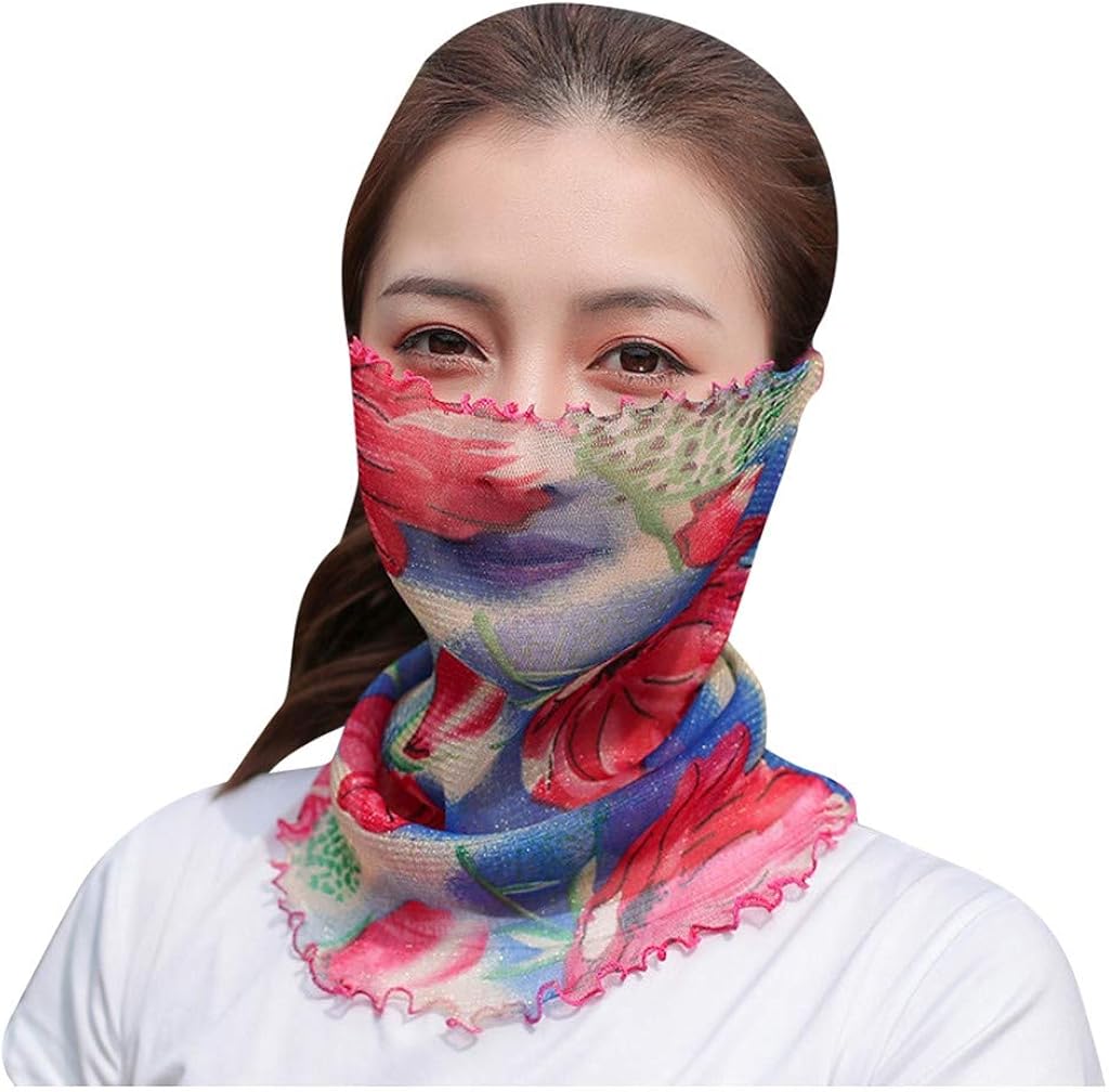 Renile Womens Adjustable Sun Protection Face Scarf Breathable Print