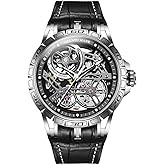 Skeleton Mens Watches Automatic Mechanical Luxury Watch Sapphire Crystal Leather Band Waterproof Luminous Wristwatch