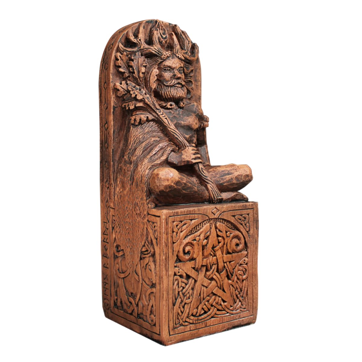 Dryad Design Cernunnos Statue - Wiccan Horned God Statue 8" - Pagan Home Altar Decor Wood Finish