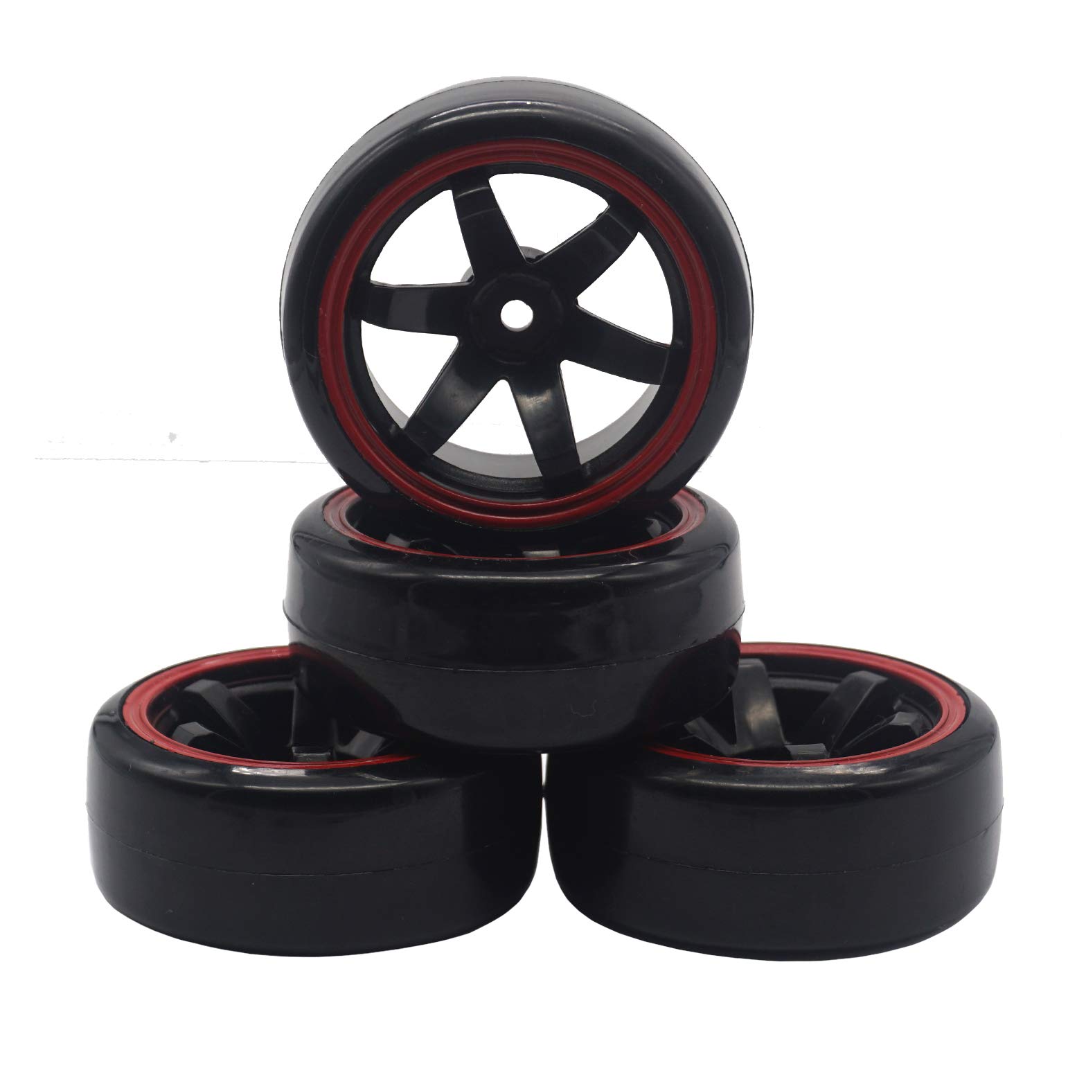Photo 1 of 4Pack ShareGoo OD 2.44" RC Drift Tires Set,RC Hard Plastic Tyres & Wheel Rims 12mm Hex Compatible with Traxxas HSP Tamiya Kyosho HPI Redcat 1/10 On-Road Racing Drifting RC Car
