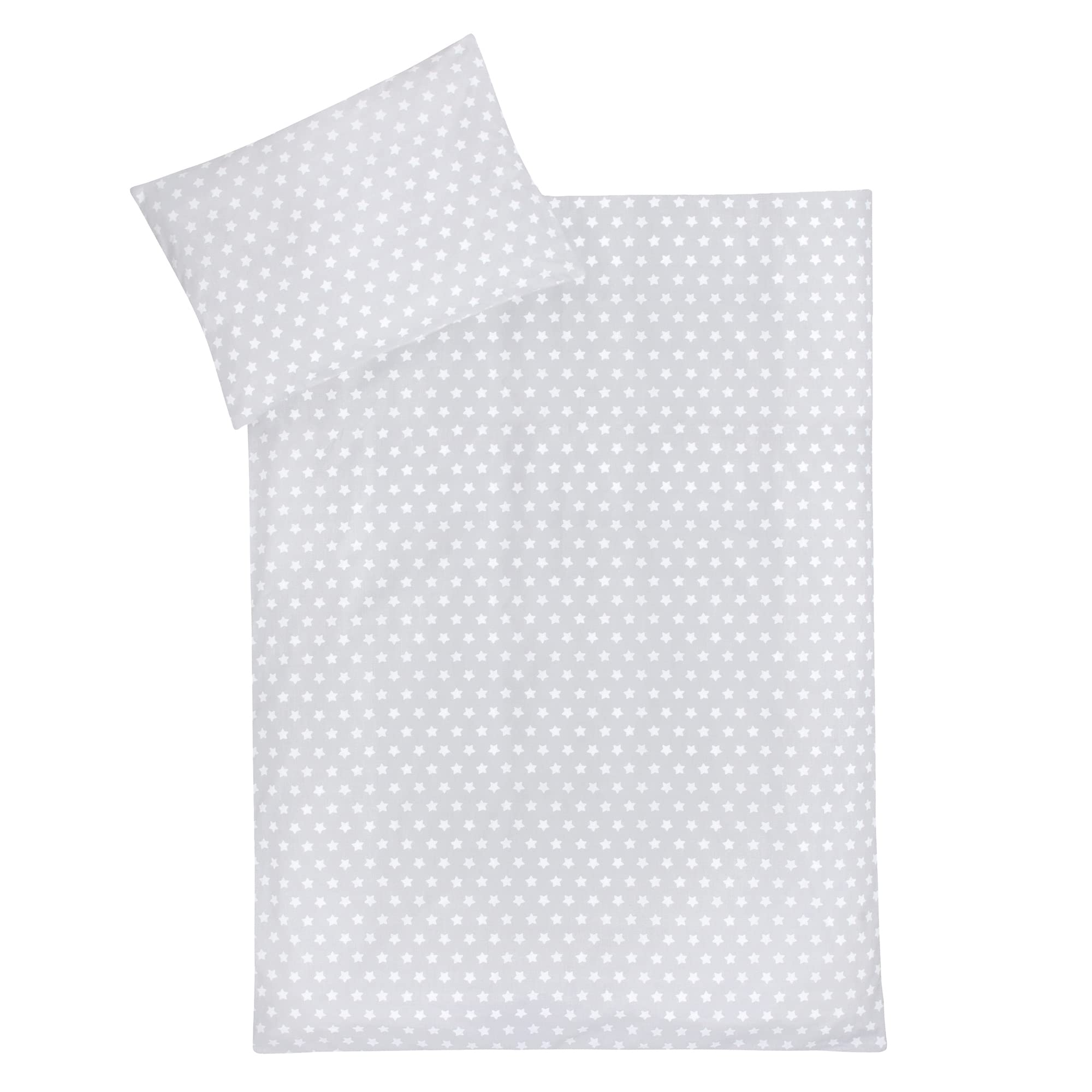 Julius Zöllner Children's Bed Linen 100% Cotton Standard 100 by Oeko-Tex, Made in Germany, Size 100 x 135 + 40 x 60 cm, Stars Grey