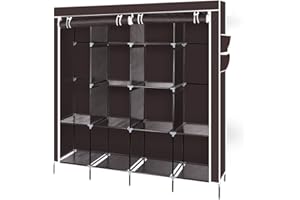 YFZD3087 Portable Closet Portable Closets for Hanging Clothes Wardrobe Clothes Organizer Portable Closet with Shelves Portable Closets for Hanging Clothes Heavy Duty (Coffee)