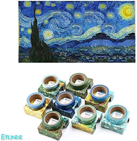 8 Rolls DIY Washi Masking Adhesive Sticky Paper Tape(15mm Width), Van Gogh's Paintings Series Collection for Decorative Journals, Daily Office Party