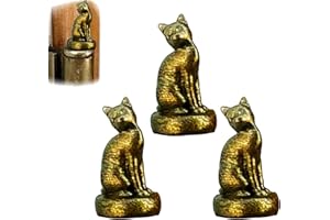 JEFUZH Cat Hinge Head,3Pcs Cat HingeCaps Decorative Topper Magnetic, HingeHeads Decorative Toppercat，Bronzed Cat Gargoyle Door-Hinge，for Animal Lovers