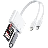 SD Card Reader for iPhone, iPad, Memory SD Card Reader USB C&amp;Lightning Port | Micro SD Card Reader with USB Camera Adapter Plug and Play Trail Game Camera Card Viewer Supports SD/TF Card Reader Adapter