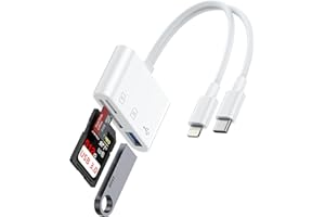 SD Card Reader for iPhone, iPad, Samsung, Memory SD Card Reader USB C&Lightning Dual Port Micro SD Card Reader with USB Camer