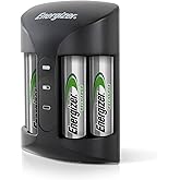Energizer Recharge Pro Rechargeable AAA and AA Battery Charger With 4 NiMh Rechargeable AA Batteries, Provides a Full Charge 