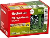 fischer SX Plus Green Expansion Dowels 6 x 30 Box of 45 with Screws