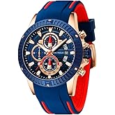 MF MINI FOCUS Mens Watches Military Sports Watch (Chronograph/Waterproof/Luminous/Calendar) Silicon Band Quartz Watch for Men