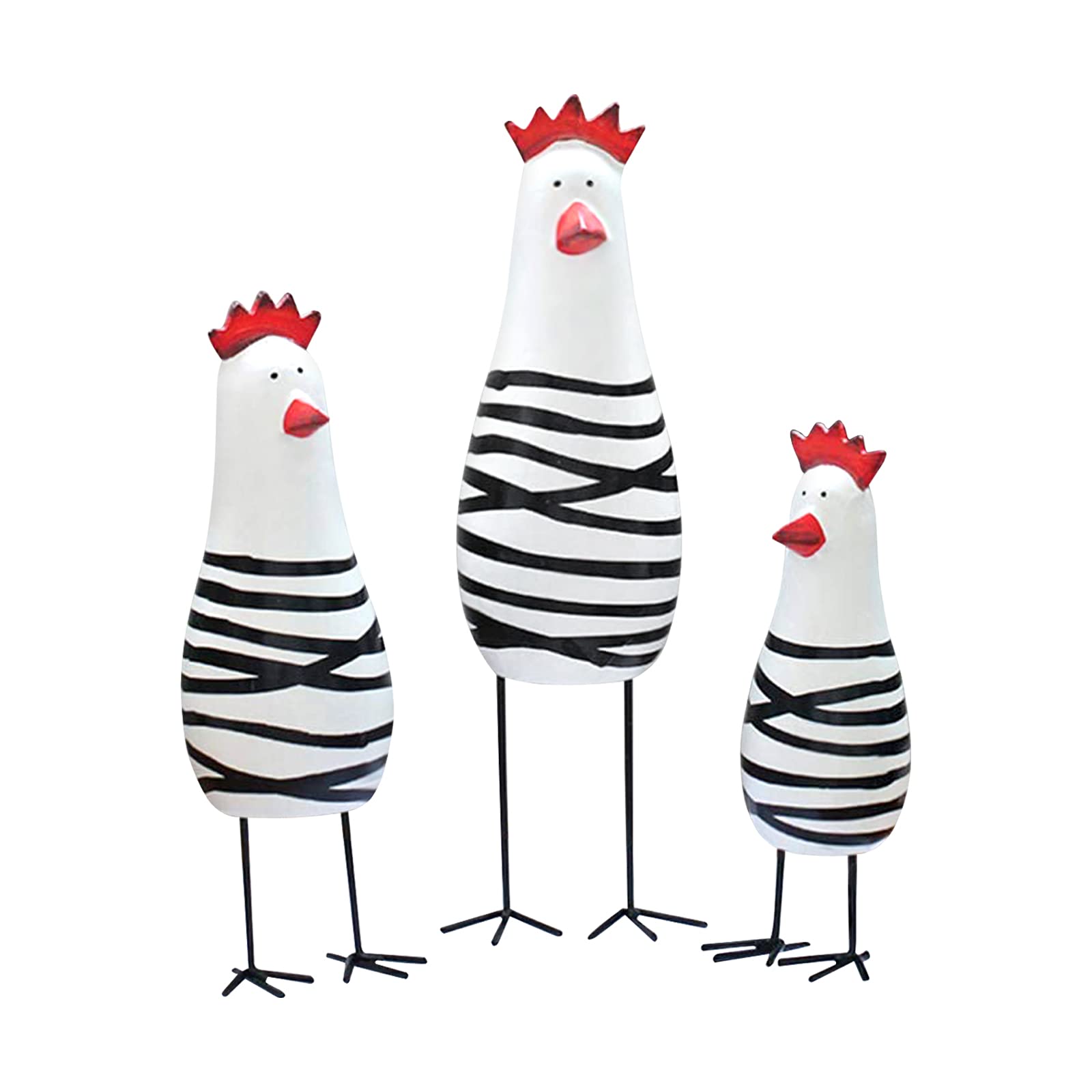Notakia Wooden Rooster Kitchen Decor Figurine Ornament Home Decoration Accessories Animal Statue for Living Room Wood Cute Chicken Chook Carving Figurines for Home Decor （Set of 3）