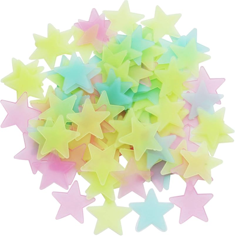100Pcs Stars Glow in the Dark Wall Stickers 3cm Fluorescent Plastic