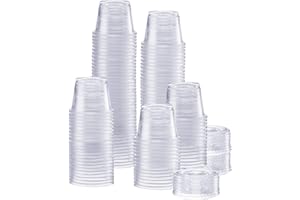 Comfy Package [200 Sets - 1 oz.] Plastic Disposable Portion Cups with Lids, Souffle Cups, Jello Cups