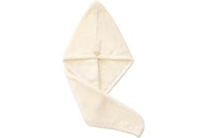 Extra Large Microfiber Hair Drying Wrap Towel Button Closure Absorbent Fast Dry Turban Anti Frizz Styling White