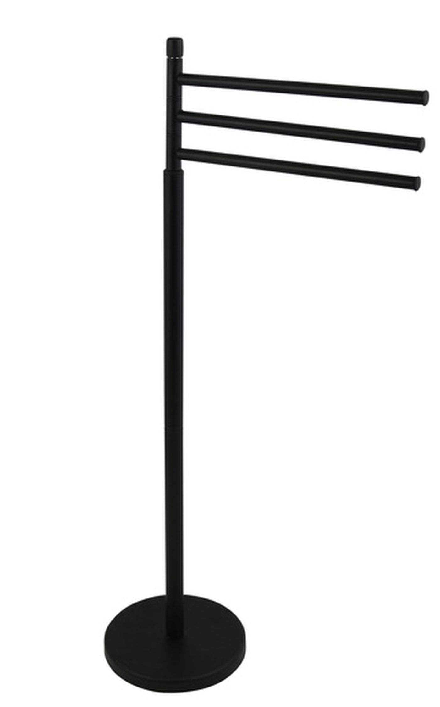 MSV Ella Towel Stand with 3 Moveable Towel Rails for Bath Towels and Other Textiles Towel Rail in Stainless Steel with Swivelling Rods Also as Small Clothes Rack, Matte Black