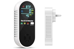 NICGOL 4-in-1 Upgraded Natural Gas Leak Detector and Carbon Monoxide Detectors, Dual Sensor Gas Leak Detector & Carbon Monoxide Detectors Plug in (Temperature & Humidity) for Home, RV (Black)