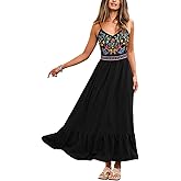 CUPSHE Women's Boho Maxi Dresses Spaghetti Strap V Neck Summer Beach Vacation Sundress Sleeveless Floral Self Tie Flowy Dress