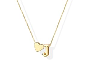 Inerney Gold Christmas Gifts Stocking Stuffers for women Heart Initial Necklace for Women 14K Gold Plated A-Z Letter Pendant Necklace Dainty Tiny Heart Monogram Necklace Personalized Name Necklace Gift Jewelry