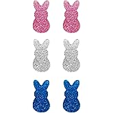 QLUYCKW 3pcs Easter Bunny Stud Earrings for Women Lightweight Acrylic Animal Earrings Cute Colorful Sequin Spring Rabbit Stud Earrings Easter Party Jewelry