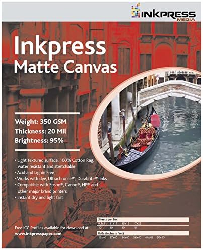InkpressMEDIA 350Gsm 20Mil 95% Bright Matte Canvas (#ACW1735TO)