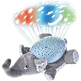 Samber Baby Luminous Plush Toy Projection Animal Doll Musical Star Projector Nightlight Baby Sleep Comfort Toys Stuffed Toys with Music and Light for Baby Infant Kids (Elephant)
