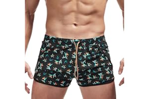 AIMPACT Mens Short Swim Trunks Quick Dry Beach Board Shorts 80s 90s Summer Vintage Swimwear with Lining Swimming Suits