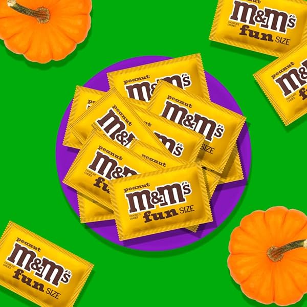 M&M’S PEANUT CHOCOLATE CANDY, FUN SIZE CANDY BAGS FOR PARTY FAVORS, HOLIDAYS, PARTIES, 10.53OZ BULK CHOCOLATE GIFT