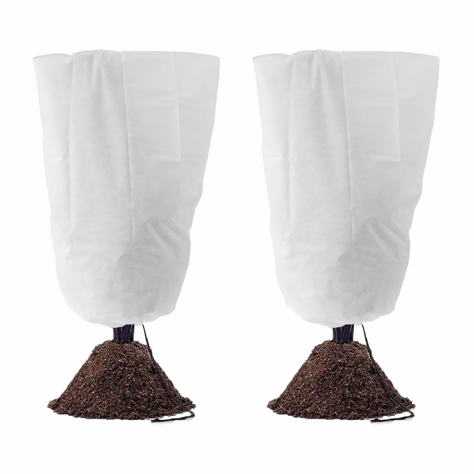 LSRVNM 2 Pcs Winter Plant Frost Protection Covers, 1.2m x 1.8m Plant Fleece Frost Protection Jackets with Drawstring Zipper, Rip Resistant Garden Fleece Bag